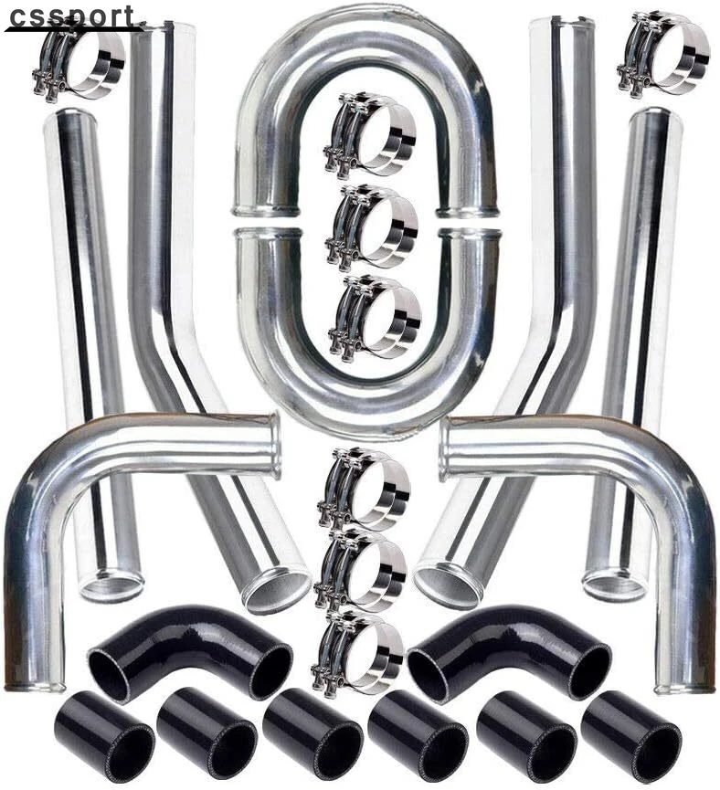 Intercooler Piping Kit Aluminum 2.5 Inch - 2,5-Zoll-Turbo-Ladeluftkühler-Verrohrung aus Aluminium mit U-Rohr, Silikonkupplung