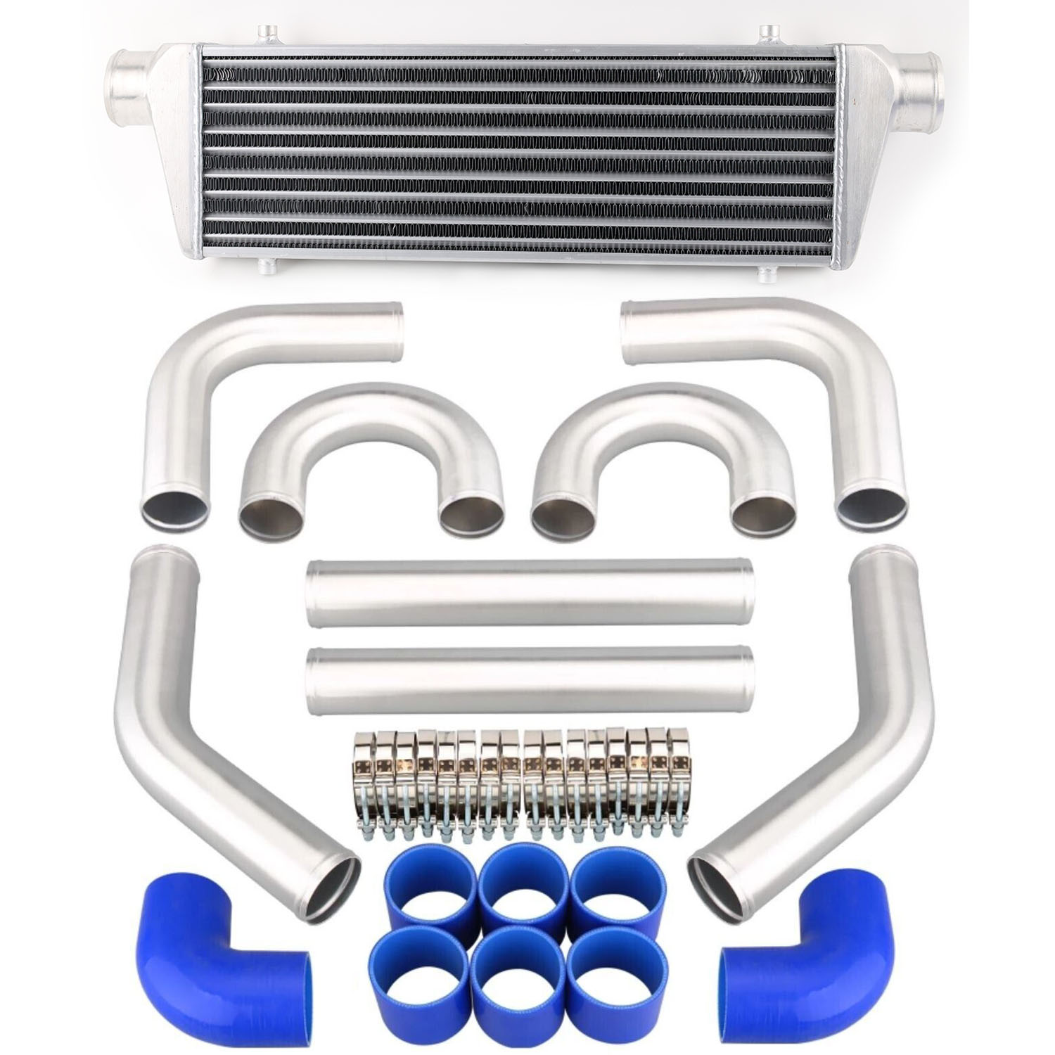 Intercooler Piping Kit Aluminum 2.5 Inch - Hochleistungs-Universal-Turbo-Ladeluftkühler-Kit 450x180x65mm 2,5 Zoll Aluminium-Einlass-Auslass mit