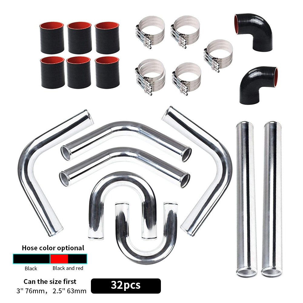 Intercooler Piping Kit Aluminum 2.5 Inch - Aluminium-Turbo-Ladeluftkühler-Rohrleitungen/Rohre/Klemme/Kupplung/Schläuche Universal 2 Zoll Außendurchmesser 51