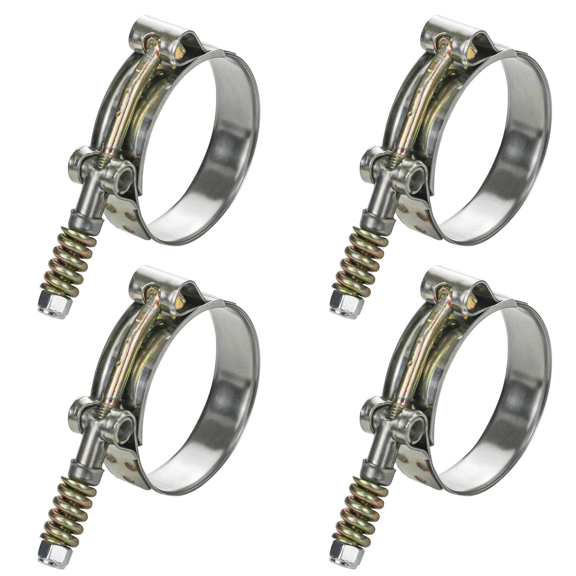 T-Bolt Hose Clamps Stainless Steel Turbo - 4 Stück T-Bolzen-Rohrklemmen aus Edelstahl, verstellbar,