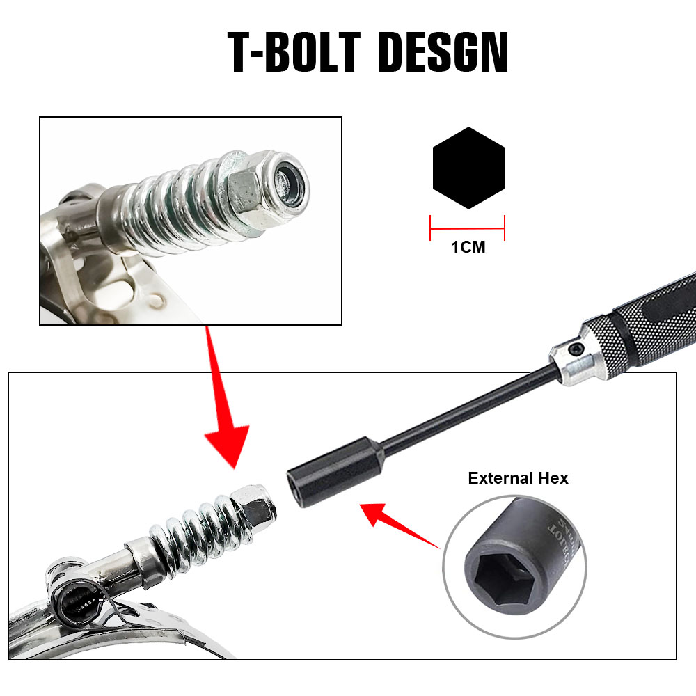 T-Bolt Hose Clamps Stainless Steel Turbo - Universelle 1-teilige Edelstahl-T-Bolzen-Schlauchklemme für Silikonkupplung, Turbo-Auspuff,