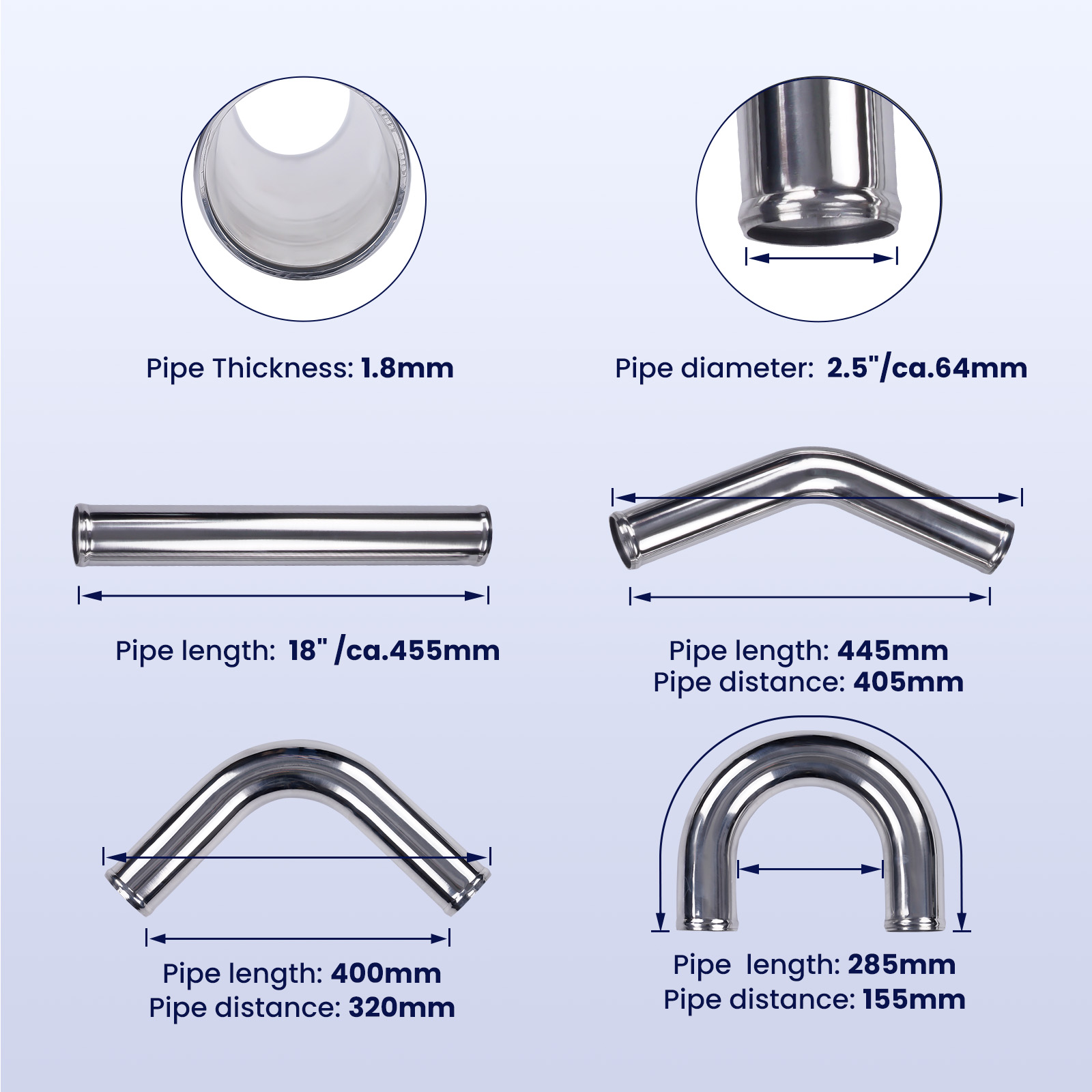 Universelles 2,5-Zoll-Aluminiu – Intercooler Piping Kit Aluminum 2.5 Inch Bewertung und Preis